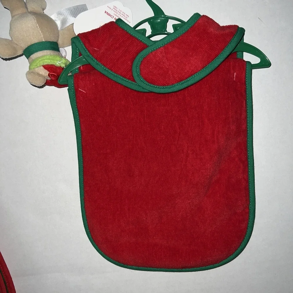 Set‎ of 2 Baby Essentials My First Christmas Bib, Burp Cloth and Ornament NEW